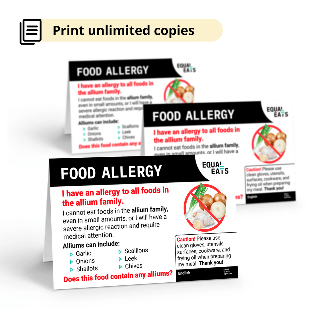 Allium Allergy Printable Card (PDF Download)
