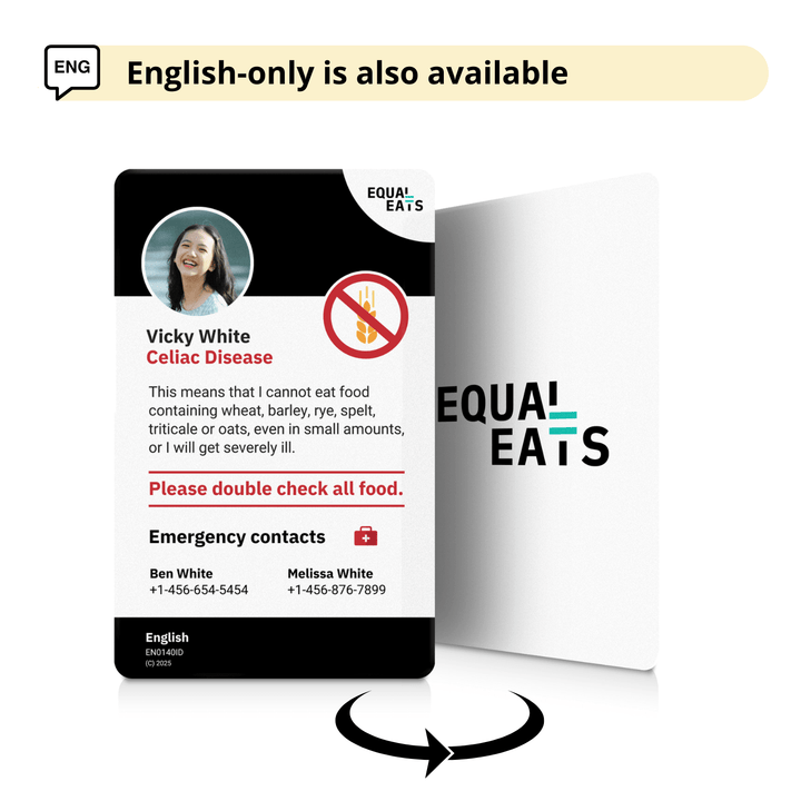 Celiac Disease Emergency ID Translation Card