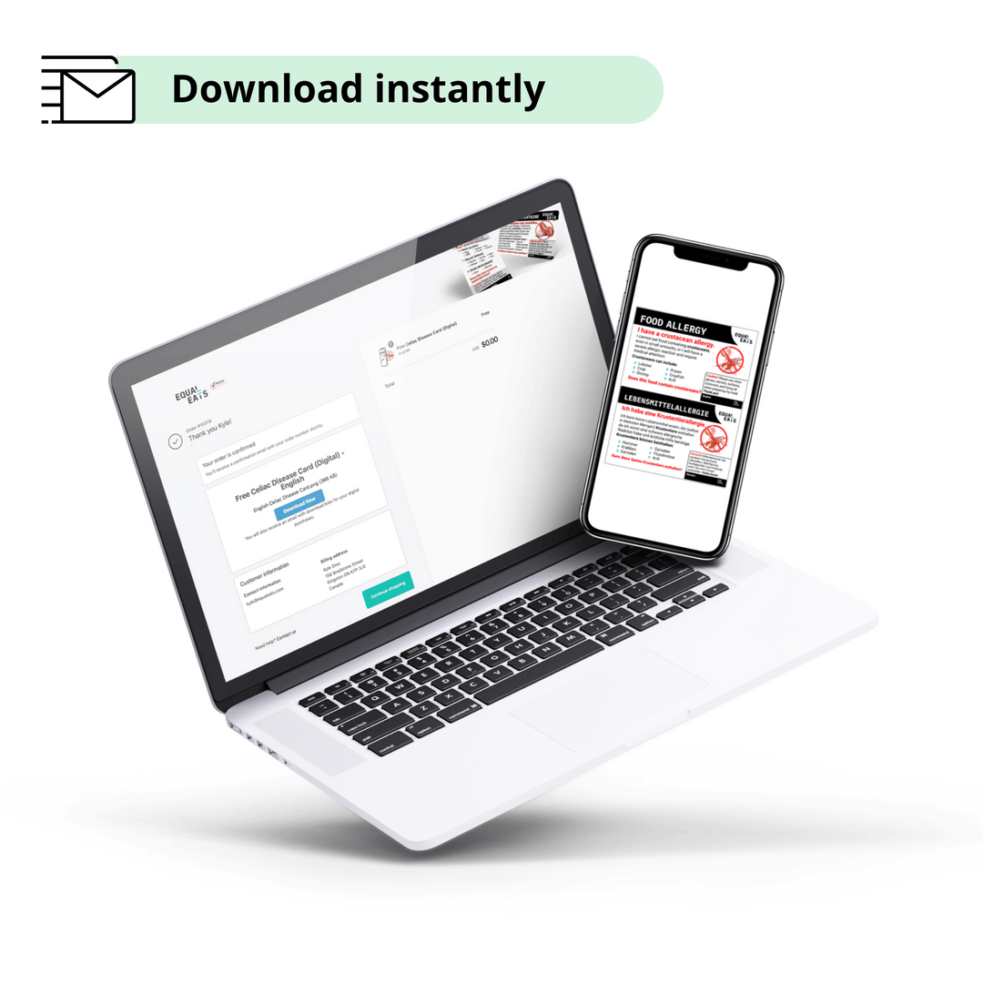 Gluten Intolerance Printable Card (PDF Download)