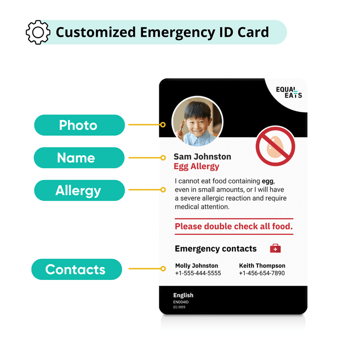 Egg Allergy Emergency ID Translation Card
