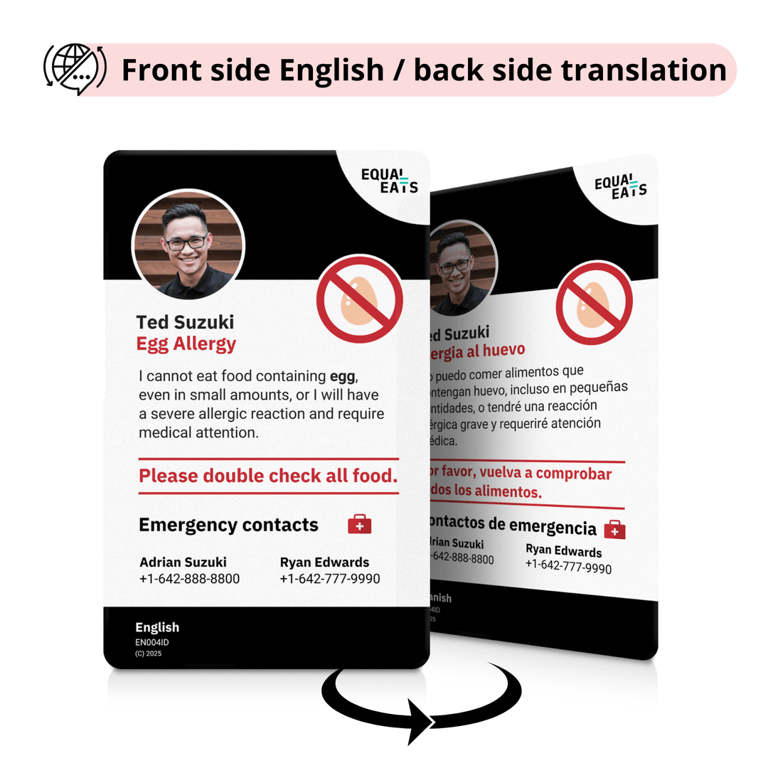 Egg Allergy Emergency ID Translation Card