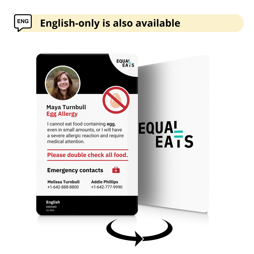 Egg Allergy Emergency ID Translation Card