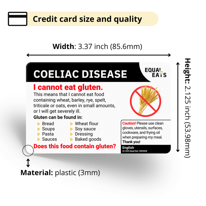 Coeliac Disease Translation Card