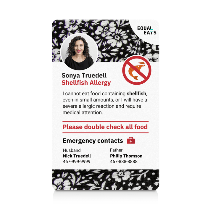 Fabric Shellfish Allergy ID Card (EqualEats)