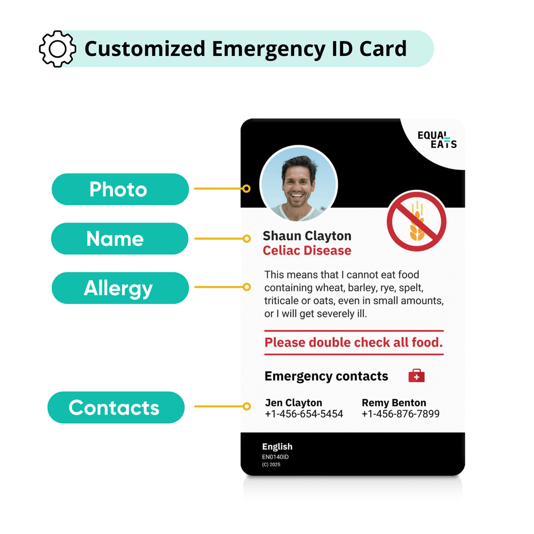 Celiac Disease Emergency ID Translation Card