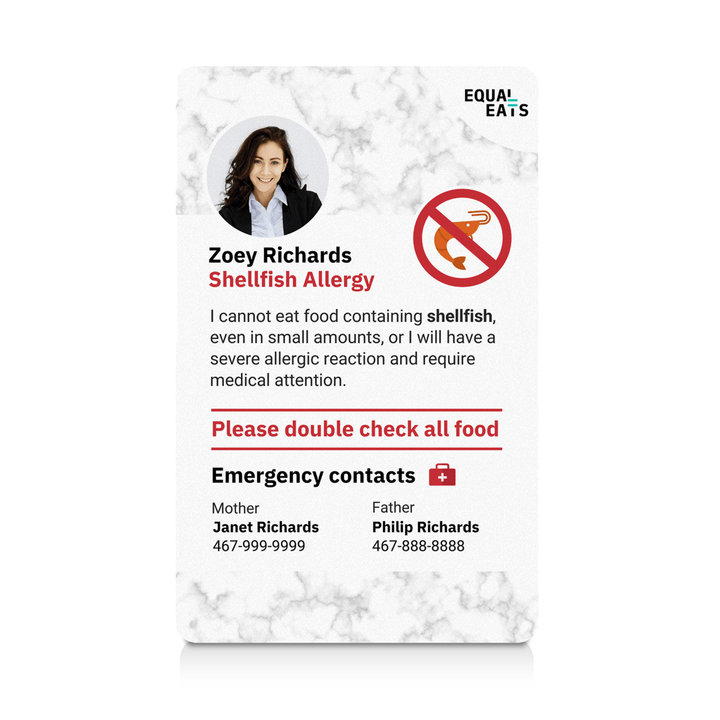 Marble Shellfish Allergy ID Card (EqualEats)