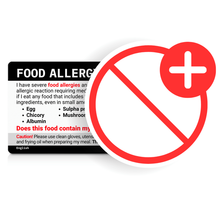 Customized Multiple Food Allergy Translation Card (Plastic & Double Sided)
