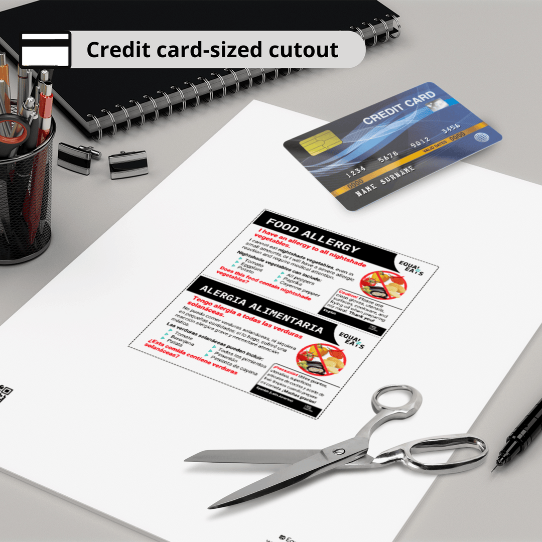 Nightshade Allergy Printable Card (PDF Download)