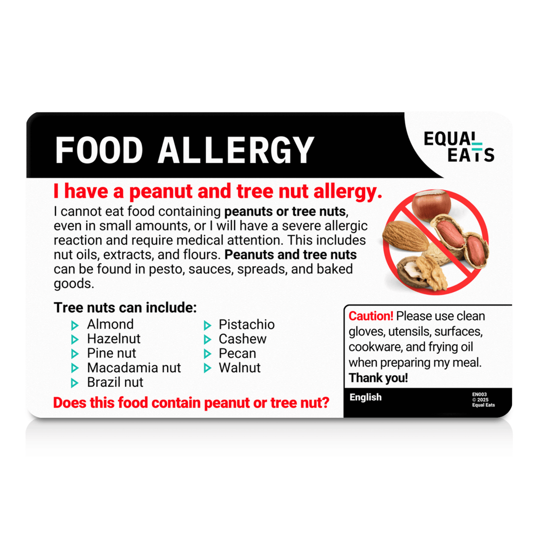 Peanut and Tree Nut Allergy Translation Card