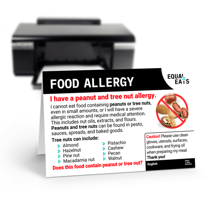 Arabic Printable Allergy Card for Tree Nut Allergies