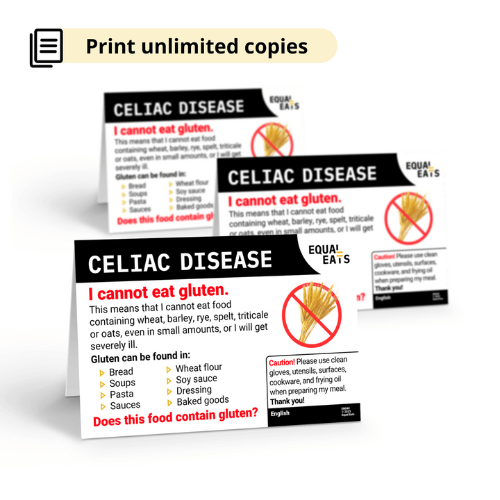 Celiac Disease Printable Card (PDF Download)