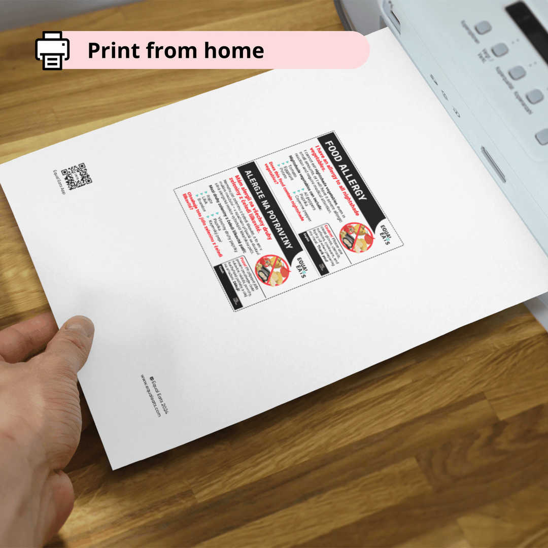 Nightshade Allergy Printable Card (PDF Download)