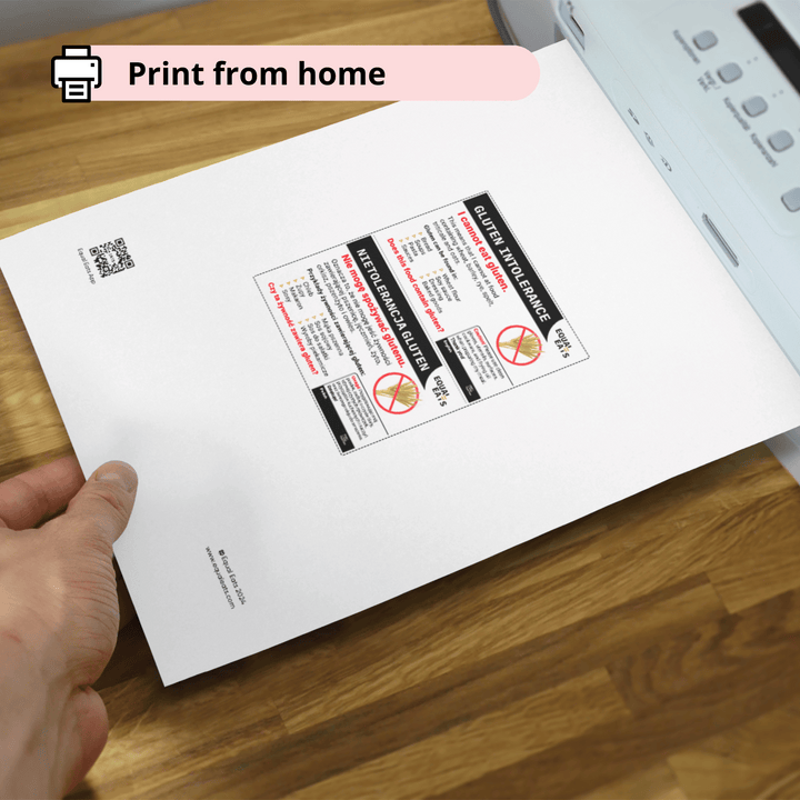 Gluten Intolerance Printable Card (PDF Download)