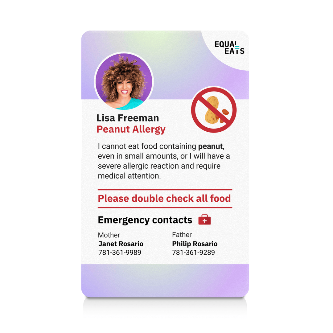 Purple Shine Peanut Allergy ID Card (EqualEats)