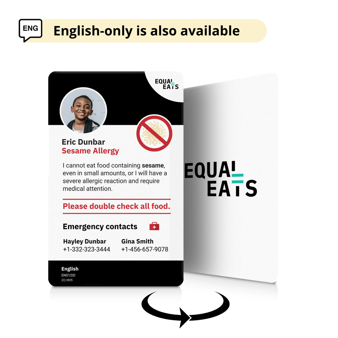Sesame Allergy Emergency ID Translation Card