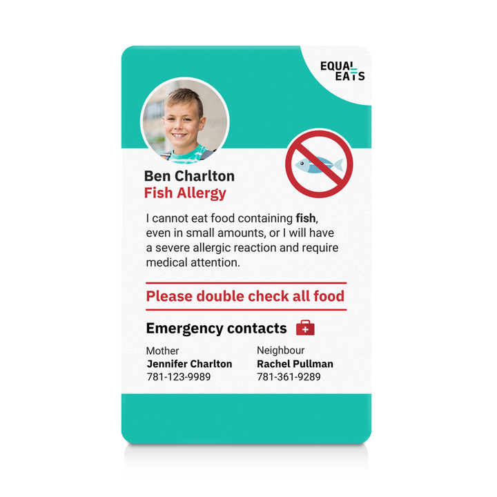 Teal Fish Allergy ID Card (EqualEats)