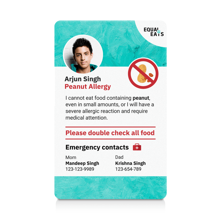 Teal Paint Peanut Allergy ID Card (EqualEats)