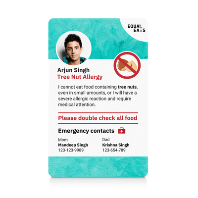 Teal Paint Tree Nut Allergy ID Card (EqualEats)