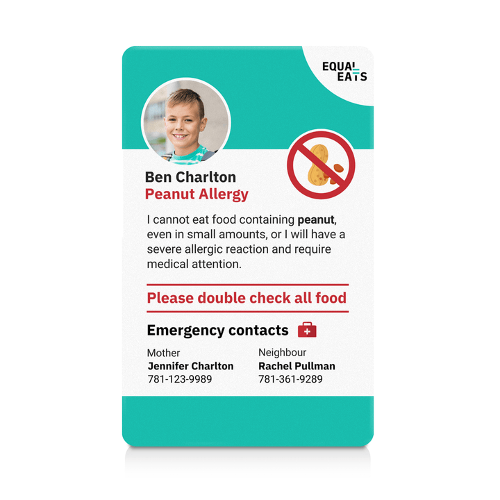Teal Peanut Allergy ID Card (EqualEats)