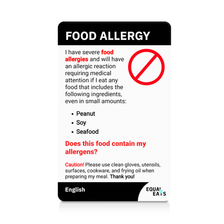 Example of a customized food allergy translation card