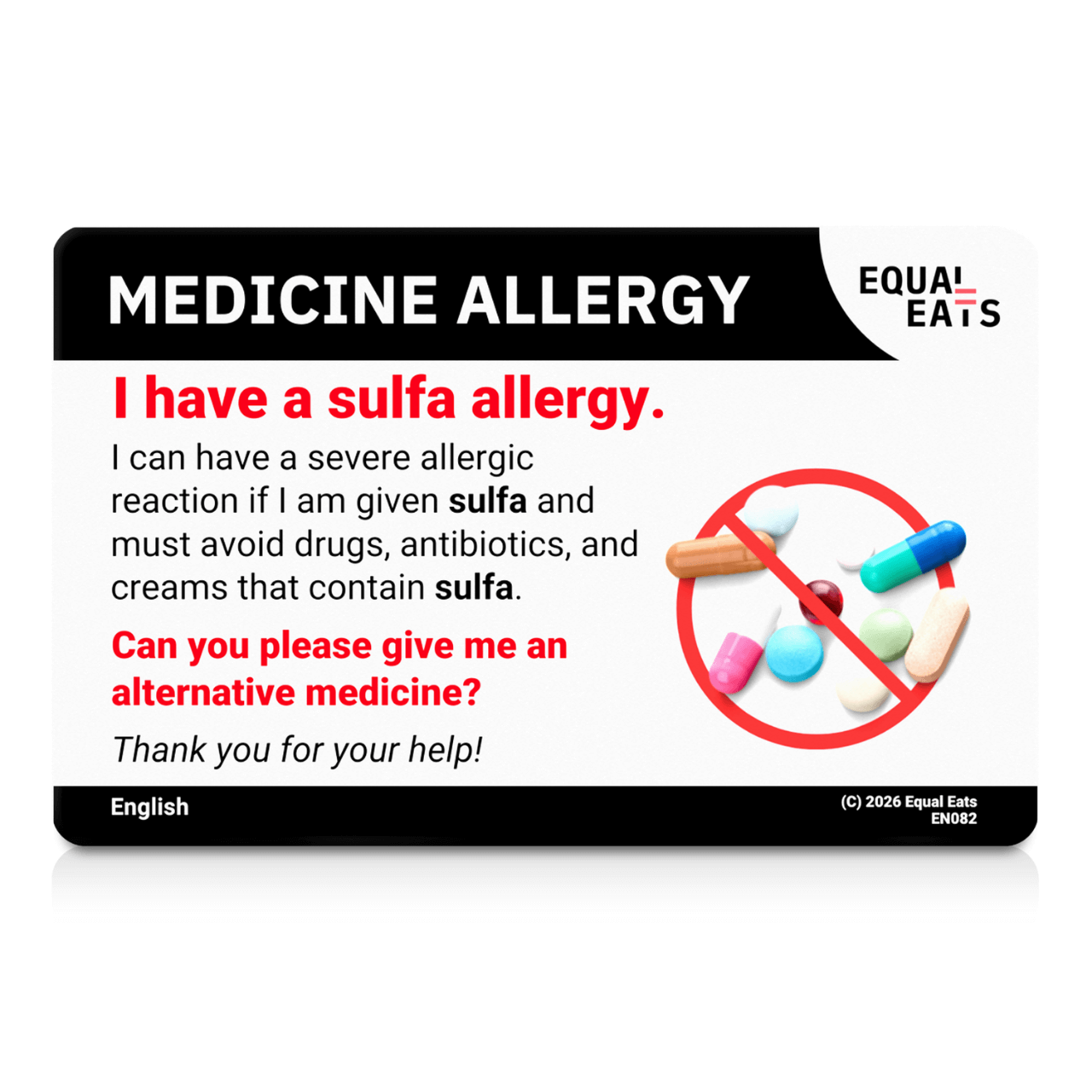 Sulfa Allergy Card | Your Sulfa Allergy Noted Sulfa Allergy Card | Your Sulfa Allergy Noted