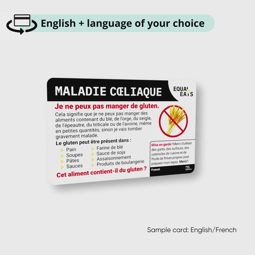 Celiac Disease Card for Travel