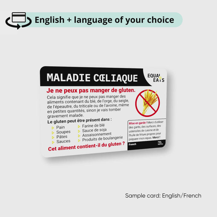 Celiac Disease Card for Travel