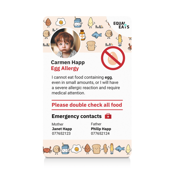 Allergy Pen Pals Egg Allergy ID Card (EqualEats)