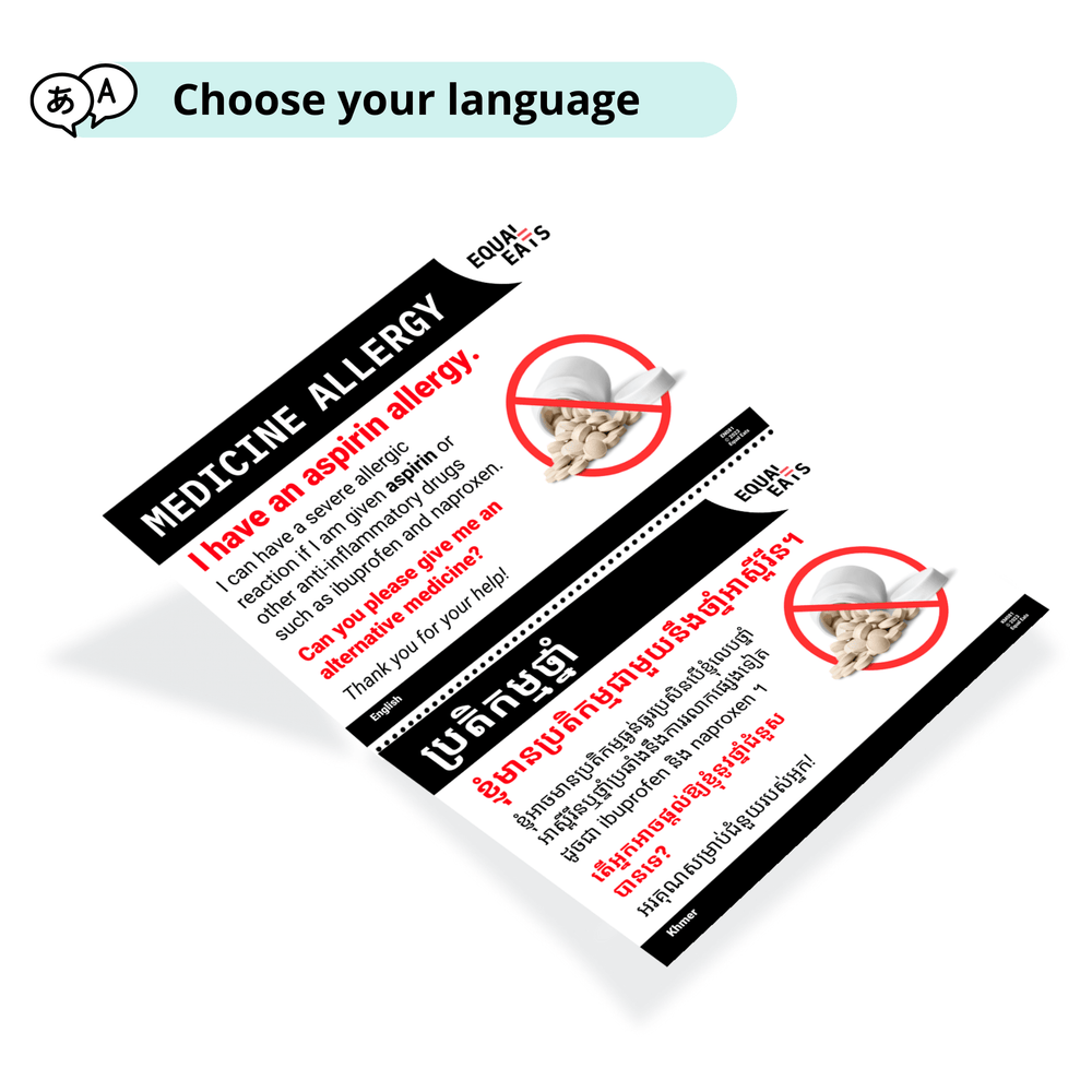 Aspirin Allergy Translation Cards
