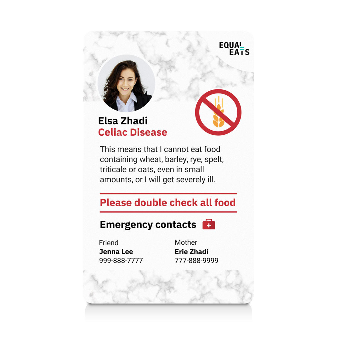 Marble Celiac Disease ID Card (EqualEats)