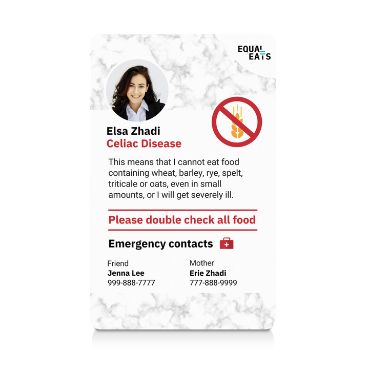Marble Celiac Disease ID Card (EqualEats)