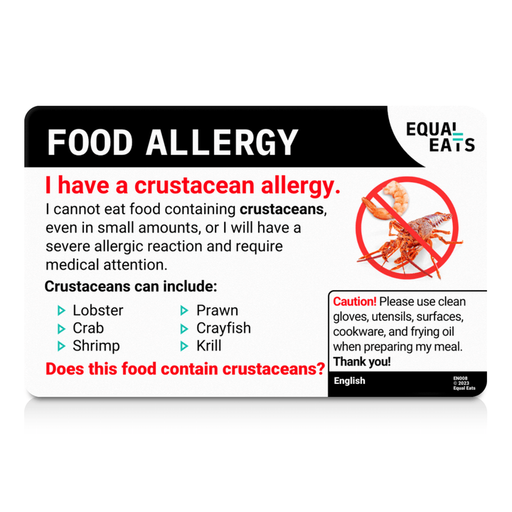 Croatian Crustacean Allergy Card