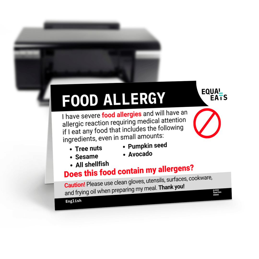Customized Food Allergy Card by Equal Eats