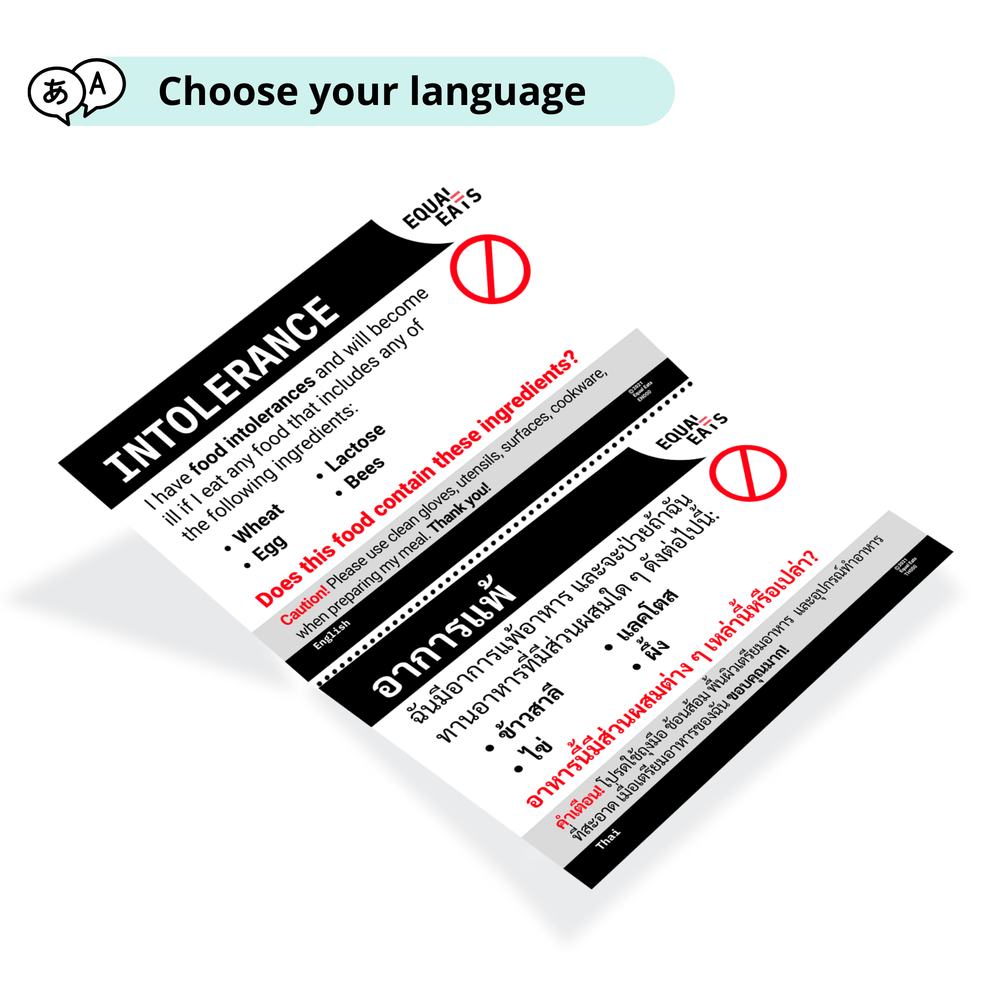 Customized Intolerance Translation Cards