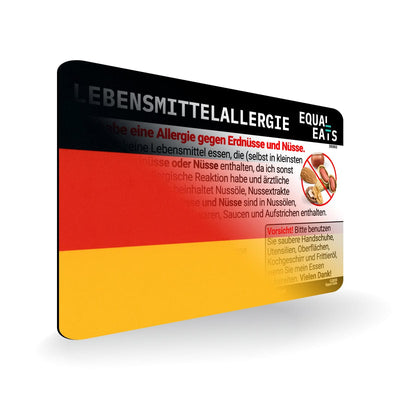 Peanut and Tree Nut Allergy in German. Peanut and Tree Nut Allergy Card for Germany Travel