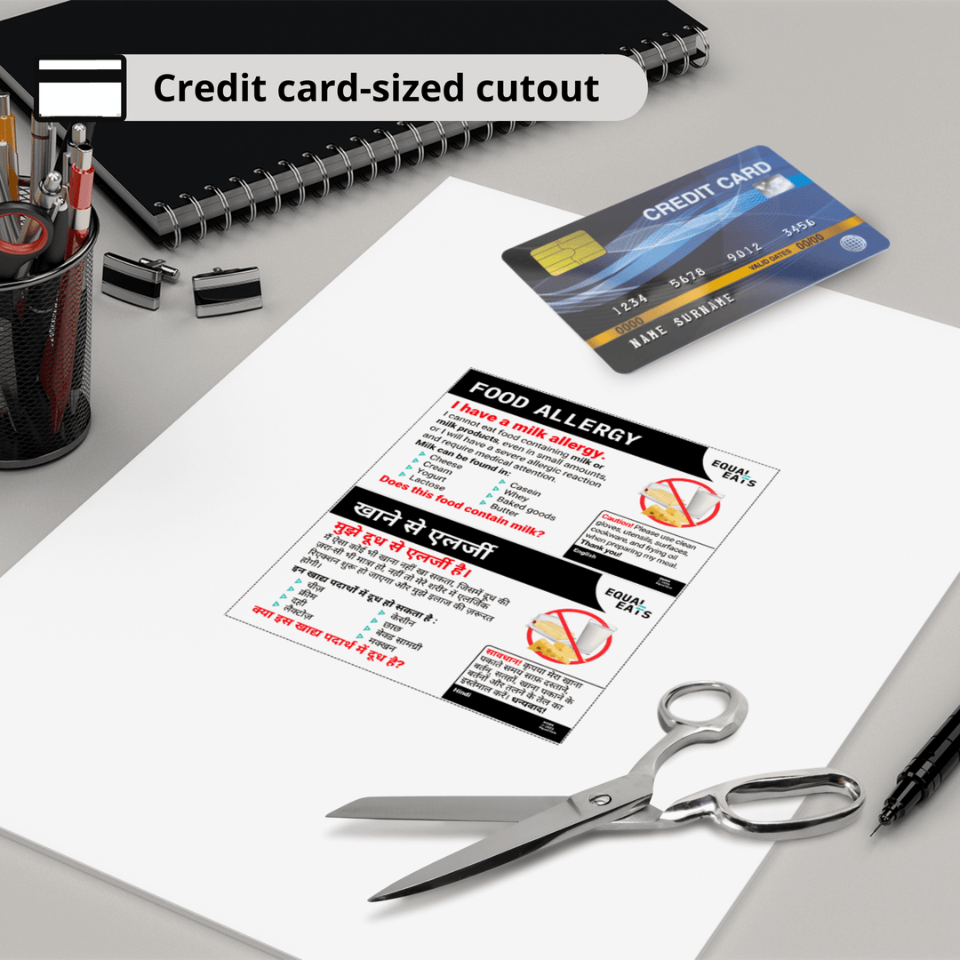 Dairy Allergy Travel Card