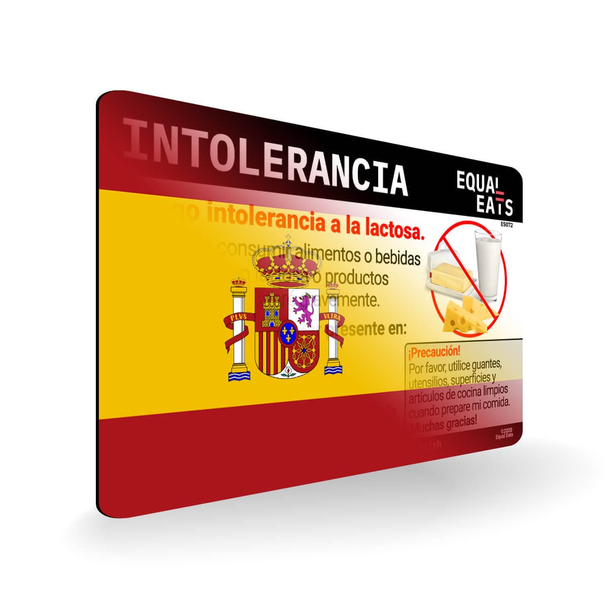 Spanish Lactose Intolerance Card LactoseFree Travel in Spain Equal