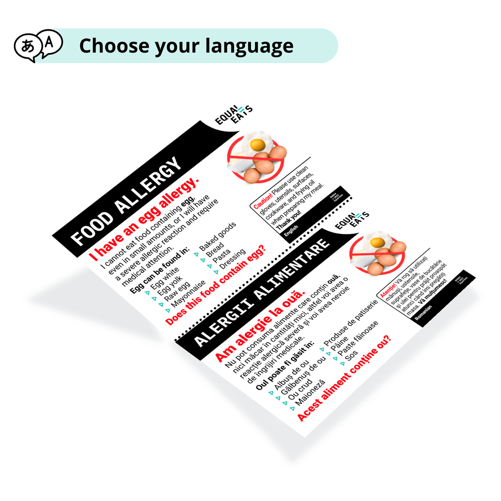 Egg Allergy Translation Cards