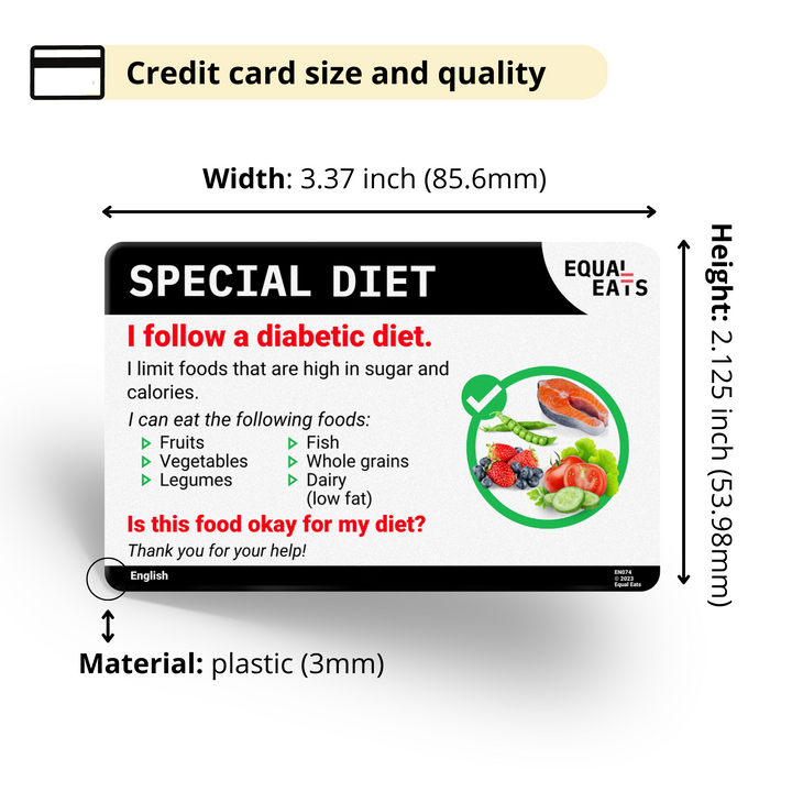 Arabic Diabetic Diet Card