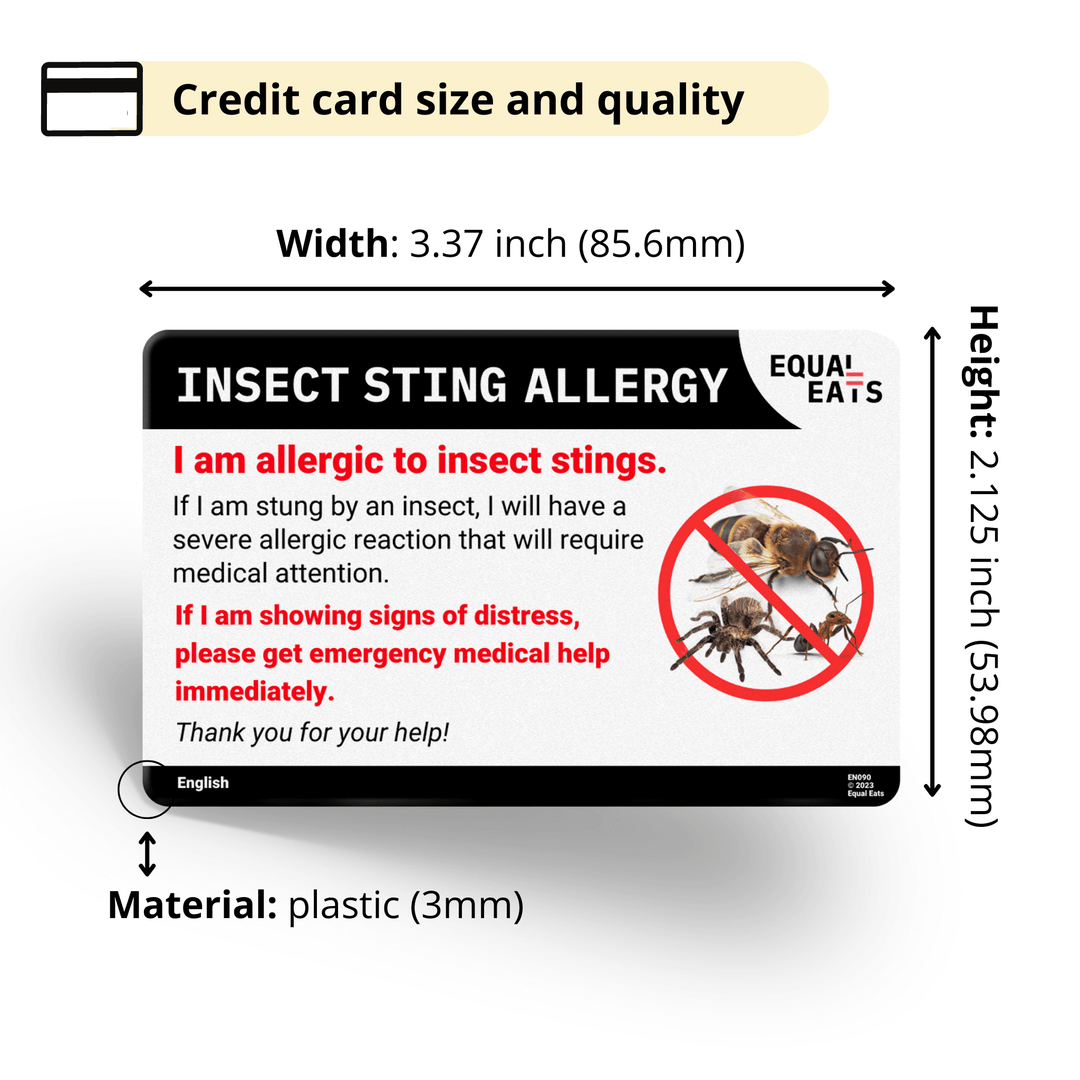 Arabic Insect Sting Allergy Card