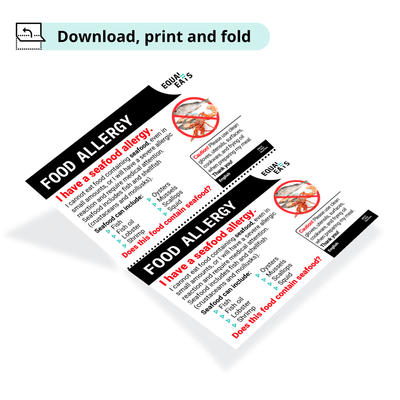Free Seafood Allergy Card in English (Printable)