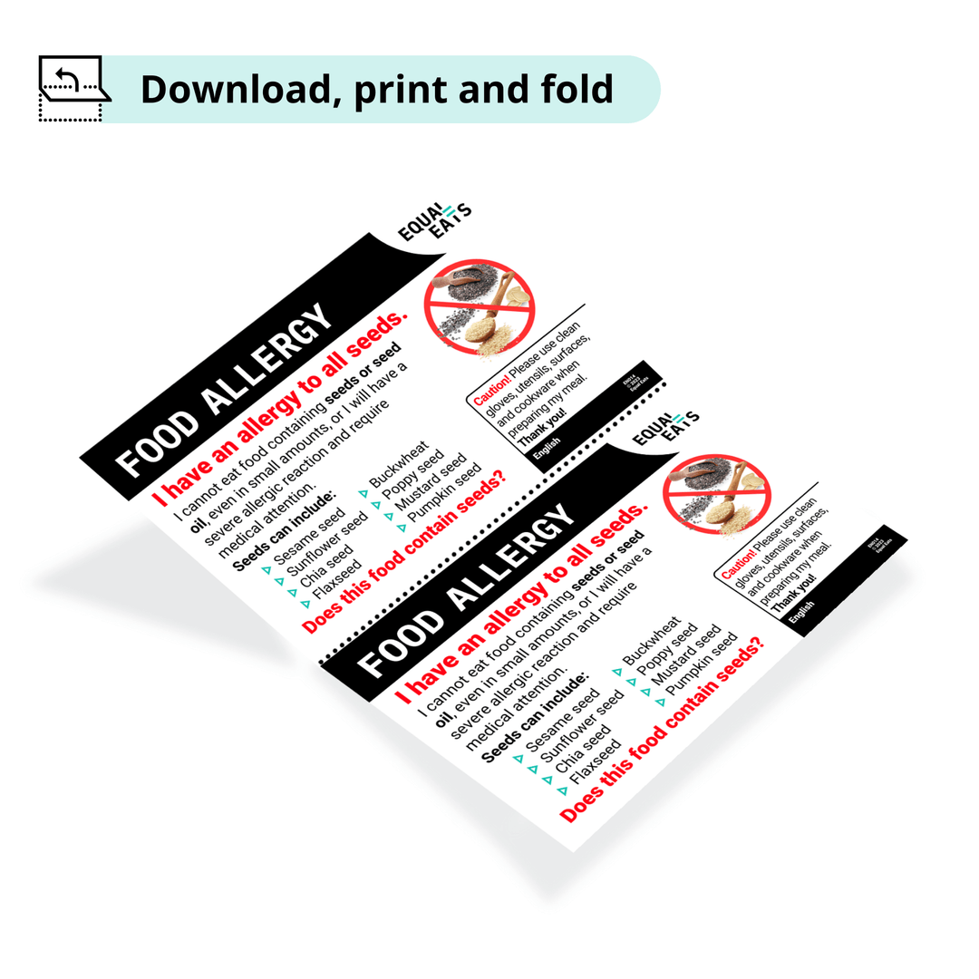 Free Seed Allergy Card in English (Printable)