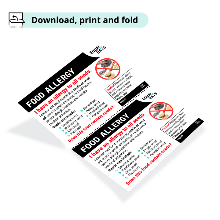 Free Seed Allergy Card in English (Printable)