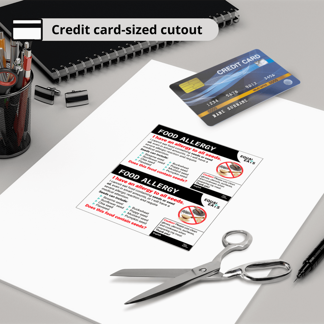 Free Seed Allergy Card in English (Printable)