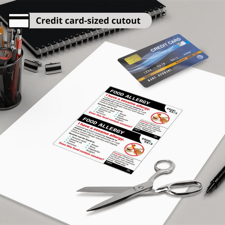Free Sesame Allergy Card in English (Printable)