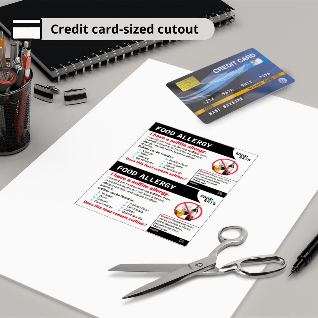 Free Sulfite Allergy Card in English (Printable)
