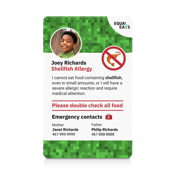 Gaming Shellfish Allergy ID Card (EqualEats)