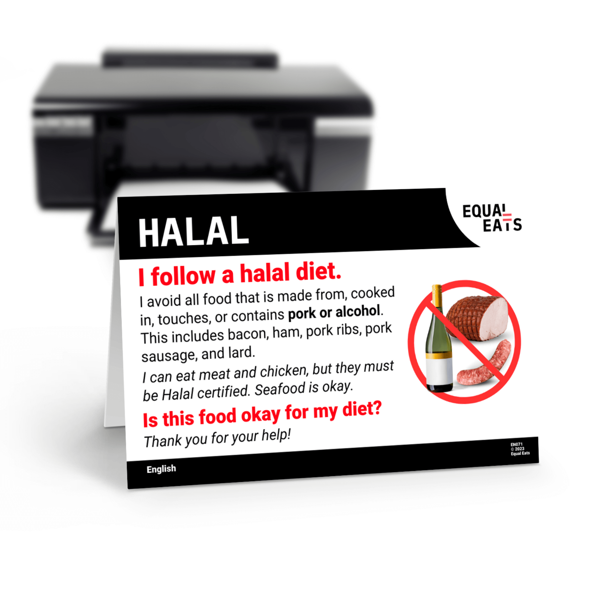 Halal Diet Card Download a Translation Card Equal Eats