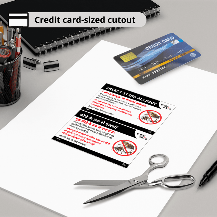 Equal Eats Insect Sting Allergy Travel Card, print from home