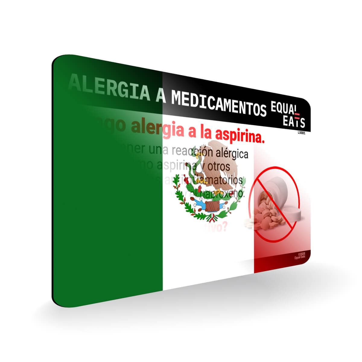Aspirin Allergy Card in Spanish (Latin America) Travel Card for Latin